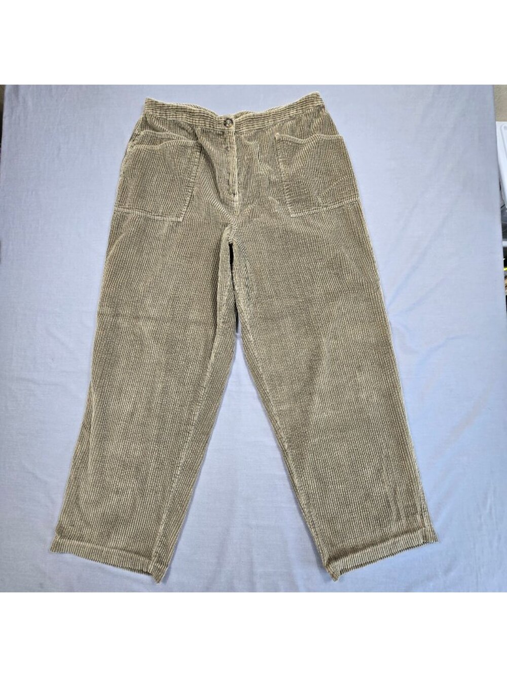 J Jill Size 18 Corduroy Pants Khaki High Rise Relaxed Fit